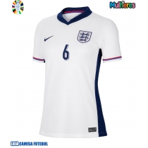 Camisa de Futebol Inglaterra Marc Guehi #6 Equipamento Principal Mulheres Europeu 2024 Manga Curta